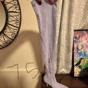 Elegant Lavender Over-the-Knee Heeled Boots